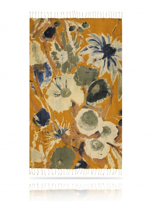 Палантин из натурального шелка СЕНТЯБРЬСКОЕ СОЛНЦЕ S23-FLEUR.MODERNE/JAUNE
